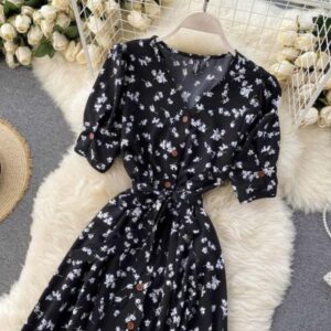 Graceful Shirt Pattern A-Line Dress - Image 5