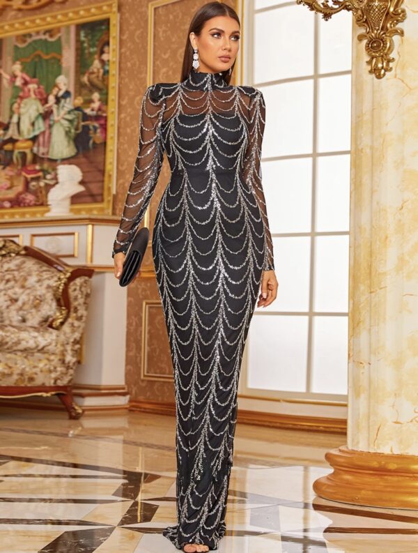 Black Silver Cocktail Bodycon - Image 5