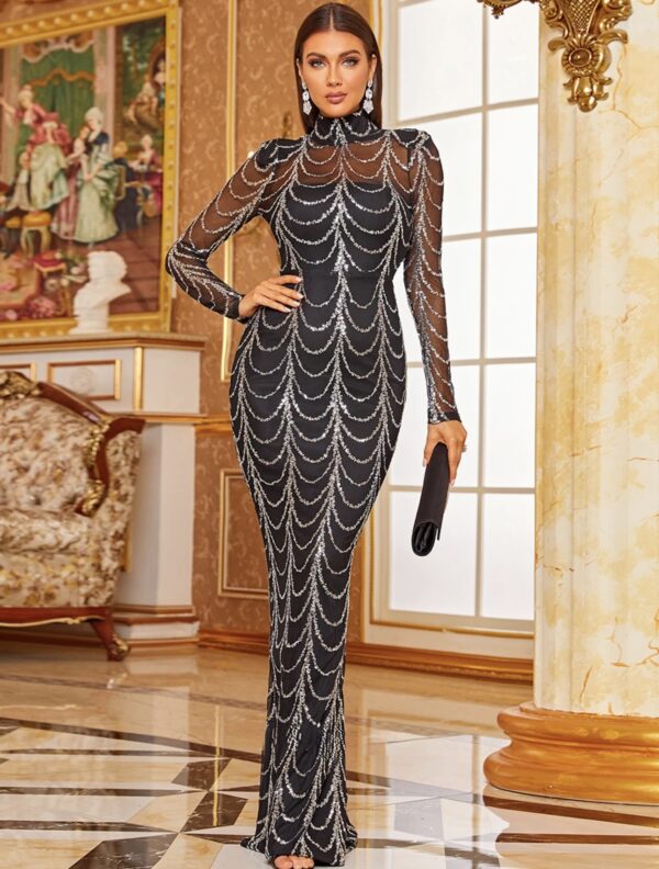 Black Silver Cocktail Bodycon - Image 1