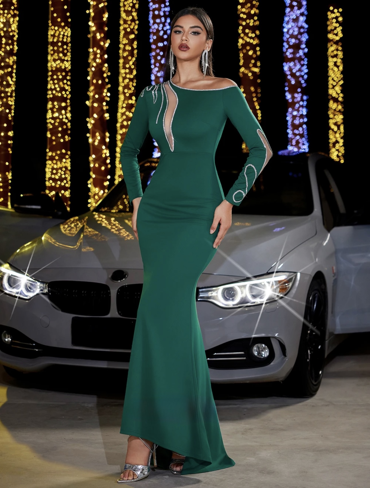 Rhinestone Patchwork Bodycon - Image 3