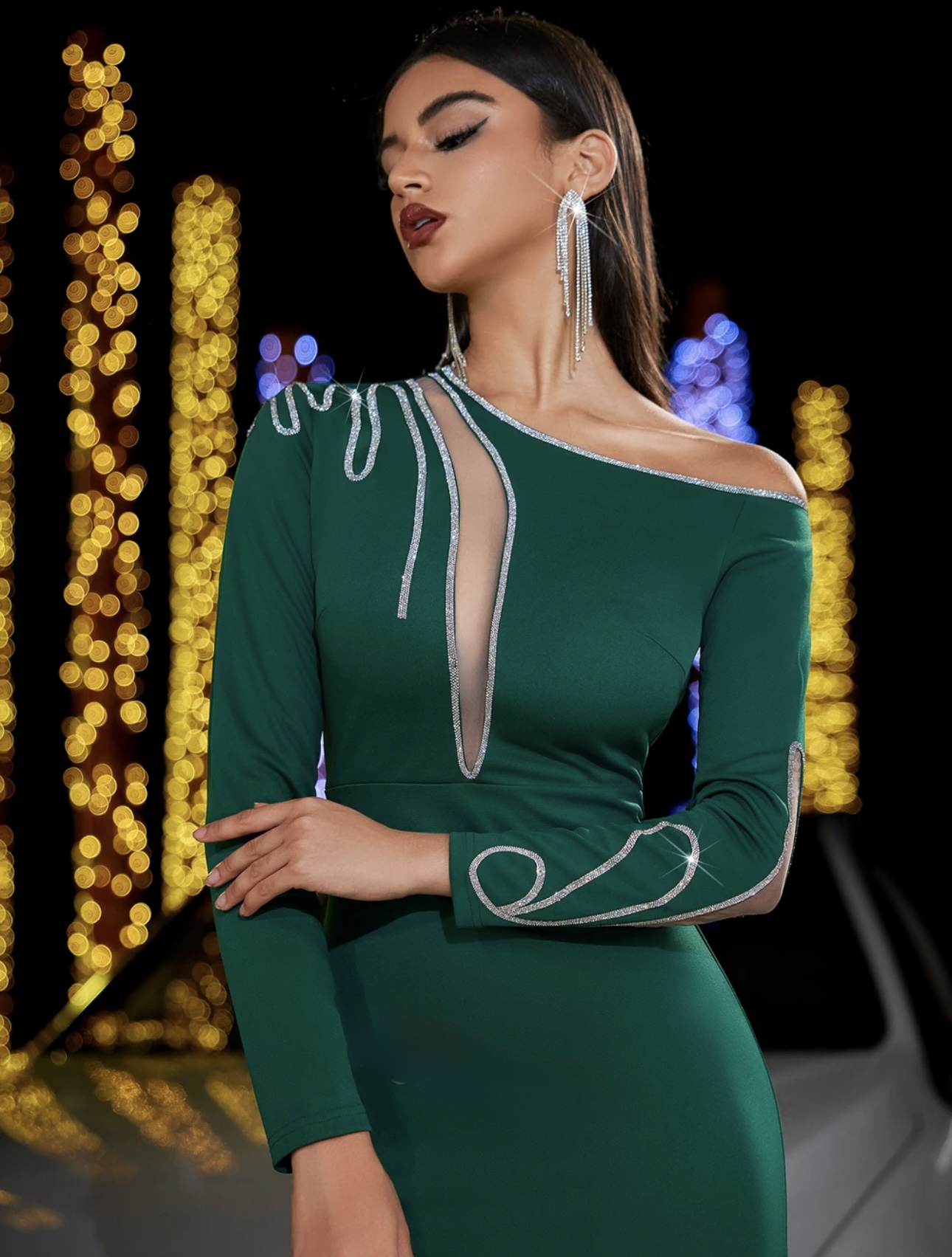 Rhinestone Patchwork Bodycon - Image 1