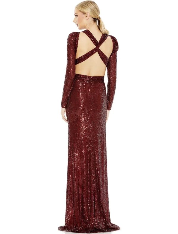 Maroon Backless Cut - Out Slit Dress - Image 3