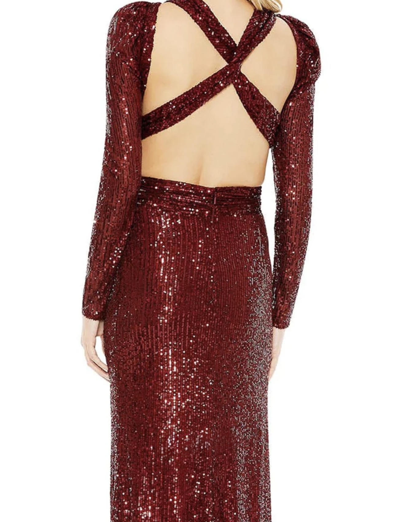 Maroon Backless Cut - Out Slit Dress - Image 4