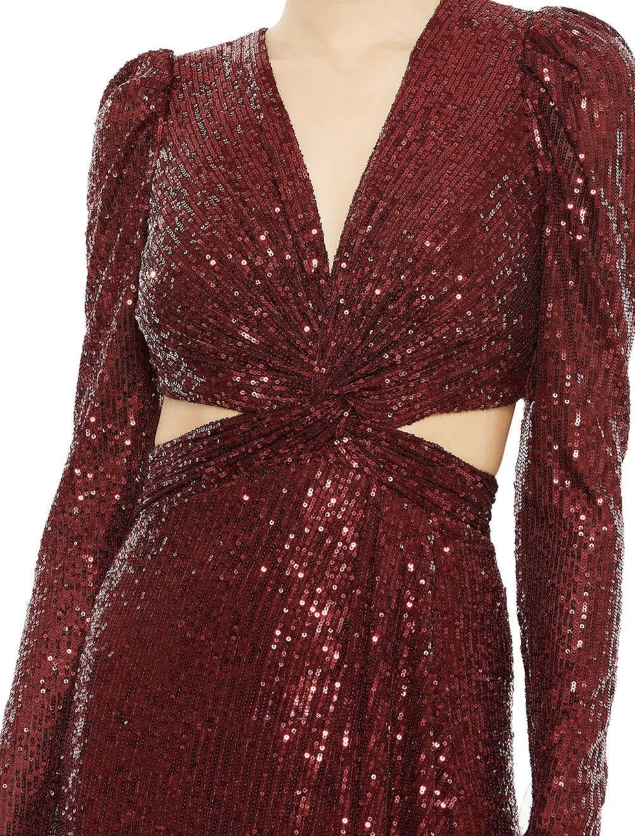 Maroon Backless Cut - Out Slit Dress - Image 1