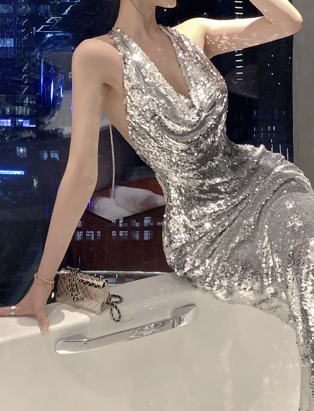 Silver Cocktail Dress - Image 3